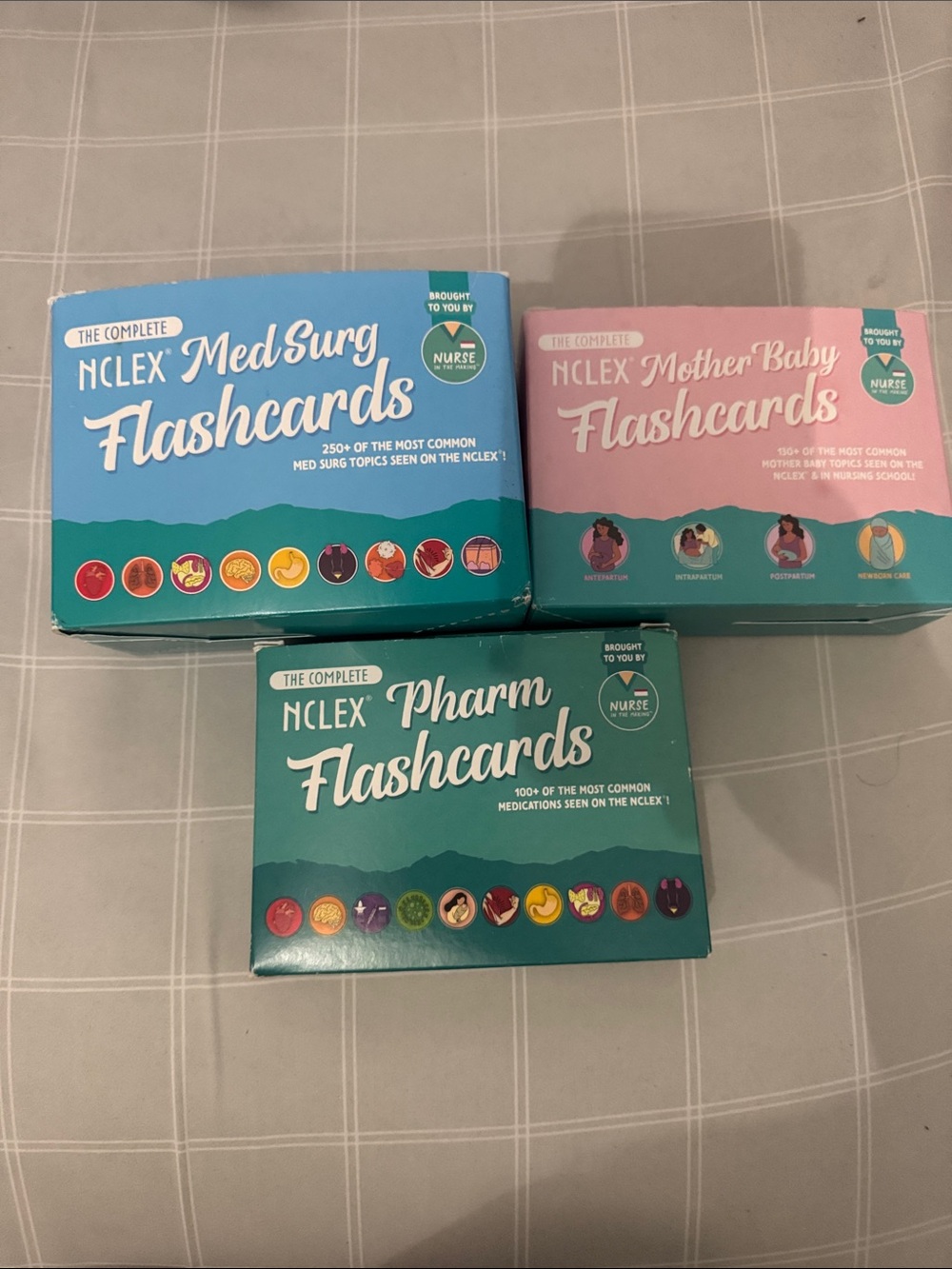 MedSurg, Mother-Baby & Pharm Flashcards Set – Teal & Pink